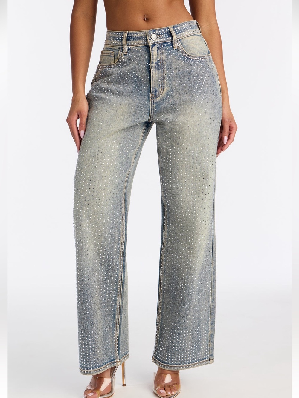 FashionNova Embellished Straight Leg Jeans
